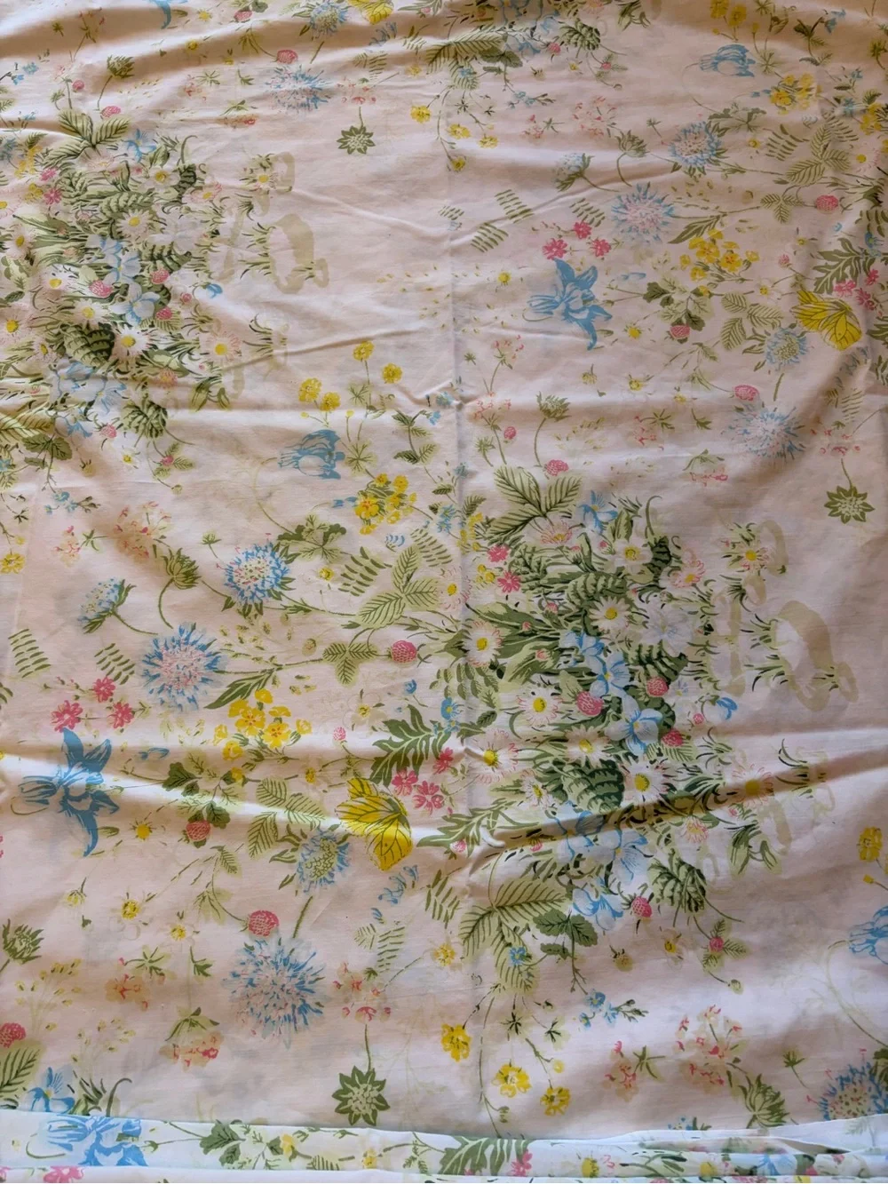 Vintage Bed Sheets Pequot Spring Bouquet Floral Fitted & Flat Full Size EUC
